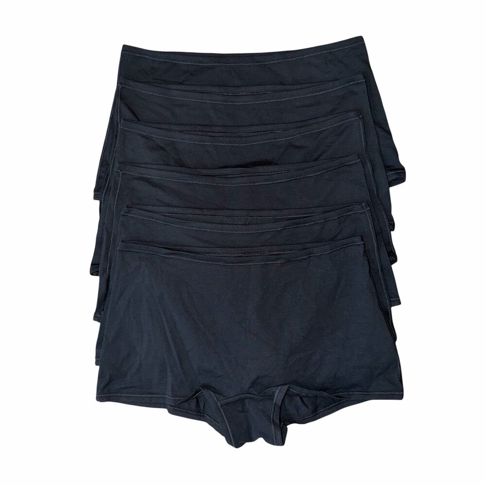 NWOT Quince Organic Cotton Boyshort 6-Pack in Black Size M